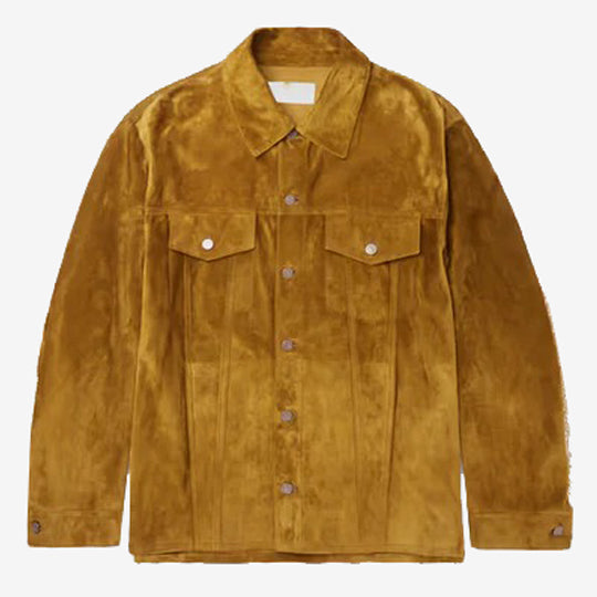 New Brown Western Suede Fringed Trucker Jacket for Men