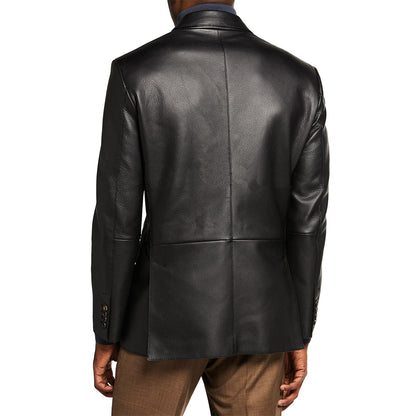 Men's Pebbled Texture Leather Blazer