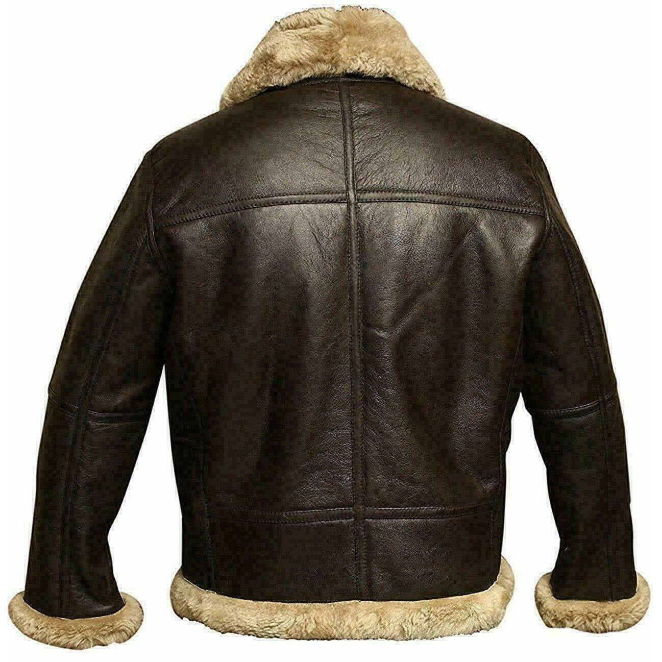 Men's RAF Aviator Leather Motorcycle Jacket - B3 Bomber Jacket