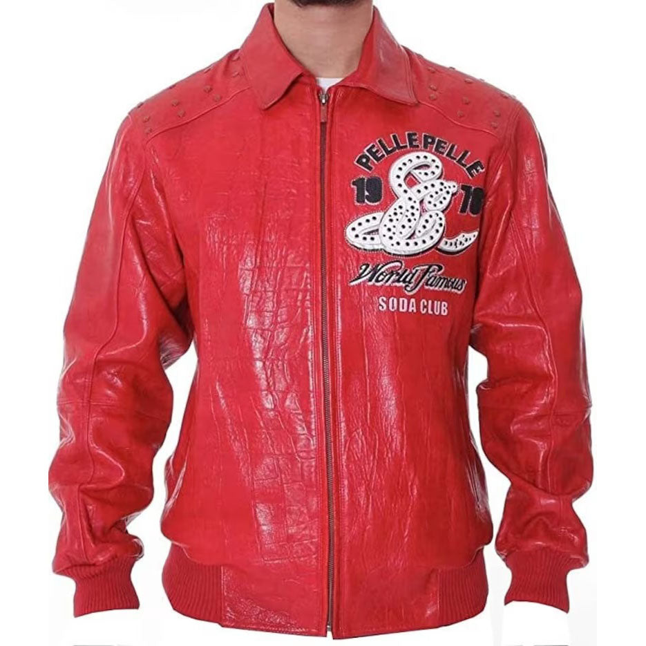 Shop Men's Red Bomber Jacket - Soda Club Leather Jacket