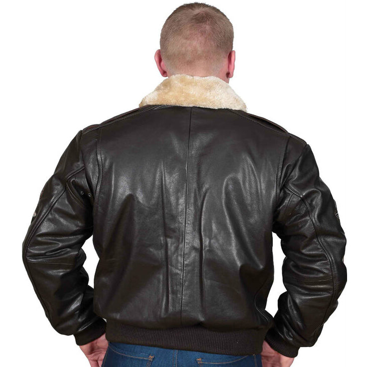 Men's Spitfire Brown Pilot Leather Jacket - Aviator Bomber Coat