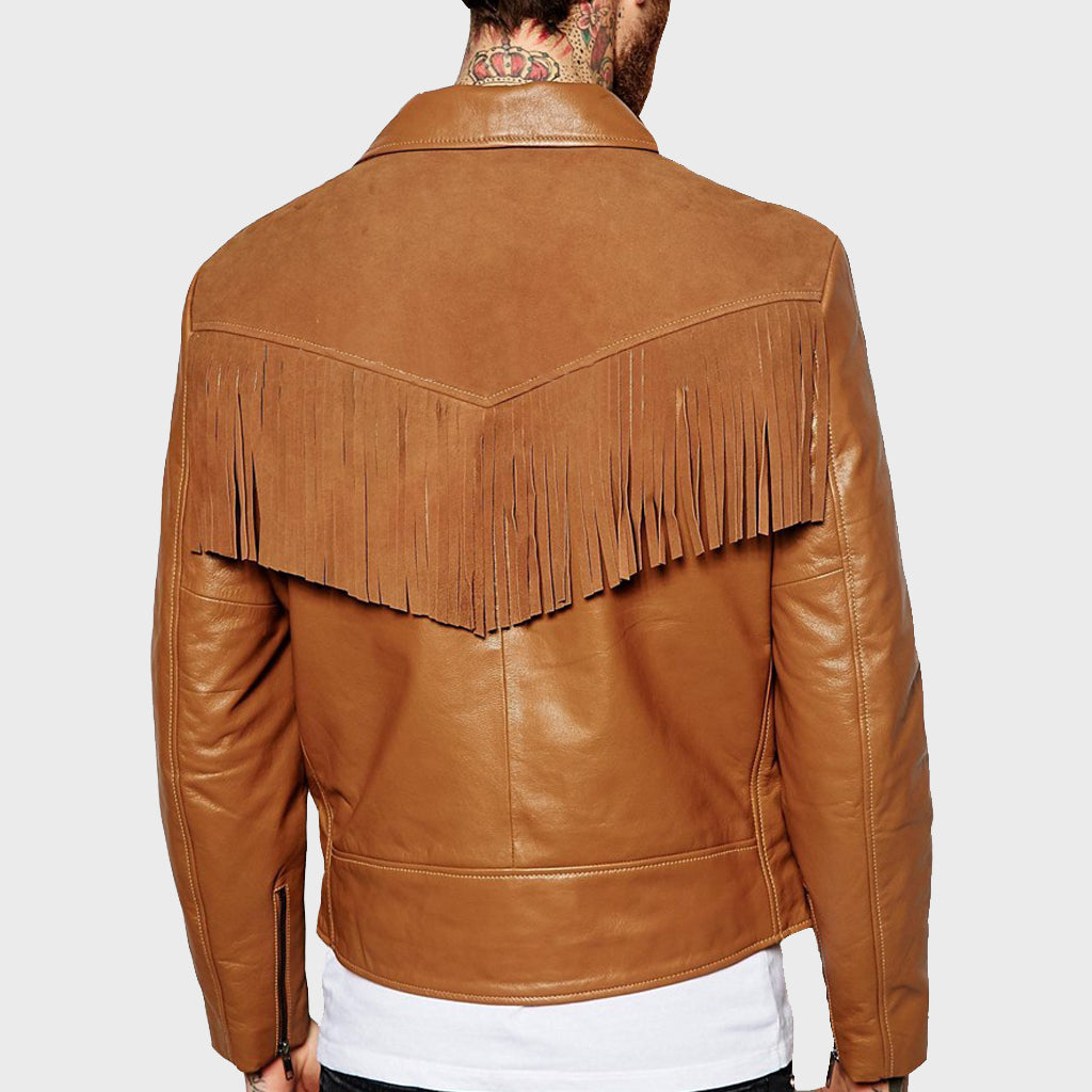 Men's Suede Fringe Motorcycle Jacket - Biker Leather Jacket