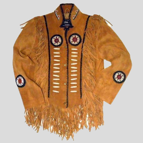 Men's Tan Fringe Jacket - Stylish Suede Jacket