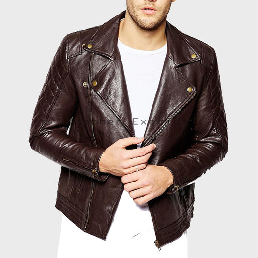 Men's Urbane Style Leather Motorcycle Jacket - Biker Jacket - Fashion Leather Jackets USA - 3AMOTO