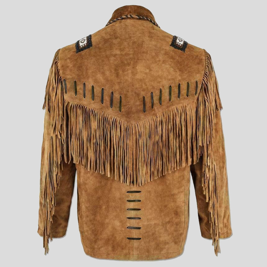 Men's Western Suede Leather Jacket - Cowboy Fringe