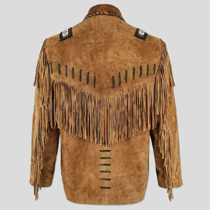 Men's Western Suede Leather Jacket - Cowboy Fringe