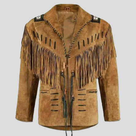 Men's Western Suede Leather Jacket - Cowboy Fringe