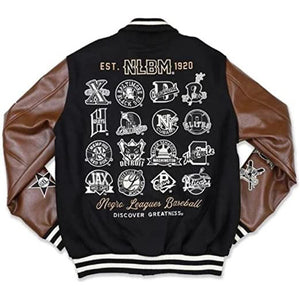 Men's Wool Varsity Baseball Jacket with Patchwork Embroidery