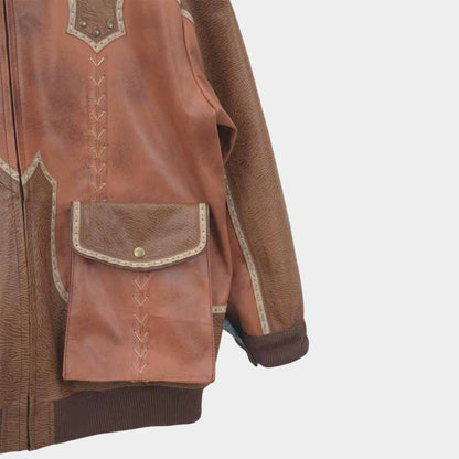 Premium cowhide and sheepskin leather cosplay jacket