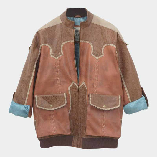 Monster Alma Handler inspired dual tone genuine leather jacket - 3amoto shop
