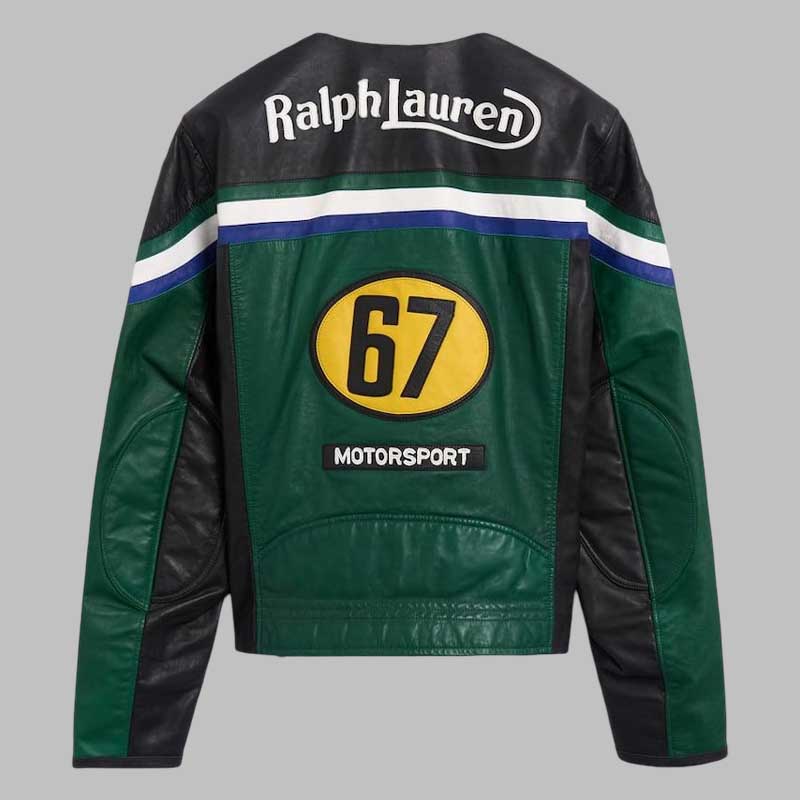green black motorsport style leather jacket