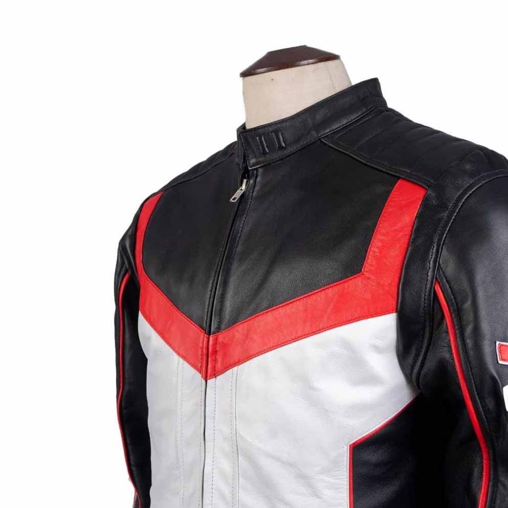 Men Black Genuine Leather Jacket with Mr Terrific Fair Play Tailored Style