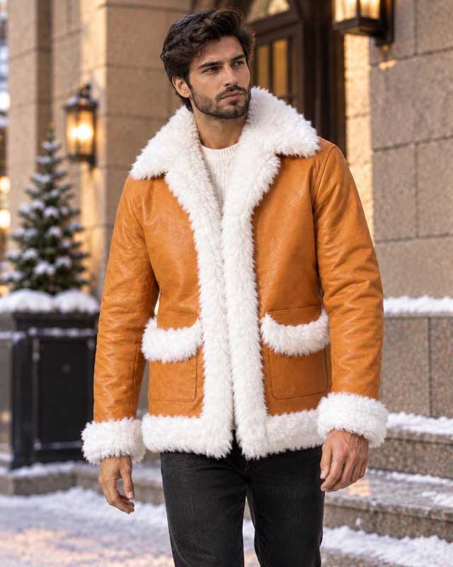 Men's Hawks-inspired tan leather jacket for anime conventions