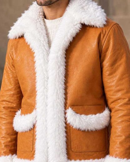 Men's Hawks-inspired tan leather jacket for anime conventions