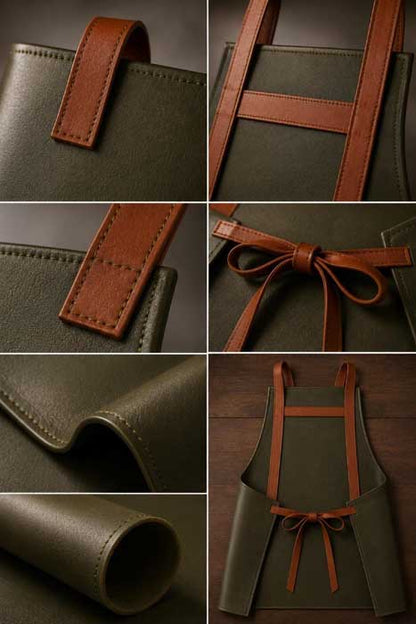 Handmade leather apron with solid brass hardware