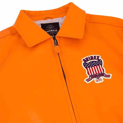 Women's Orange Leather Avirex Varsity Jacket with American Dream Patch