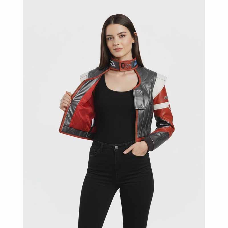 Women Grey Real Leather Jacket with Cyberpunk 2077 Panam Palmer Inspired Style
