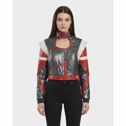 Women Grey Real Leather Jacket with Cyberpunk 2077 Panam Palmer Inspired Style