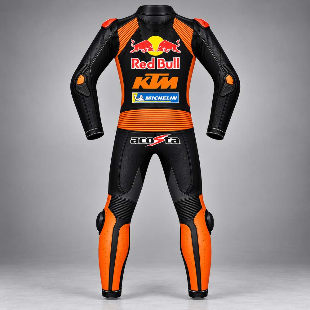 Pedro Acosta KTM Winter Test 2024 leather motorcycle suit with CE-approved armor