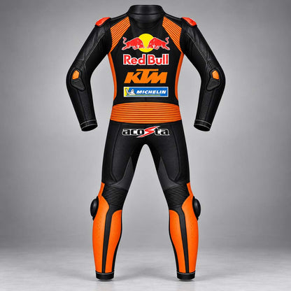 Pedro Acosta KTM Winter Test 2024 leather motorcycle suit with CE-approved armor
