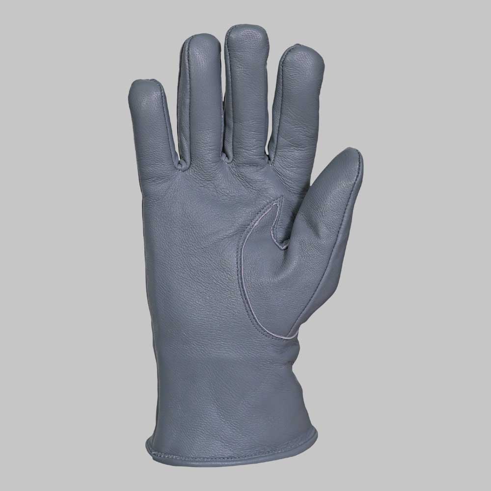 Pair of premium grey leather winter glove for cold weather