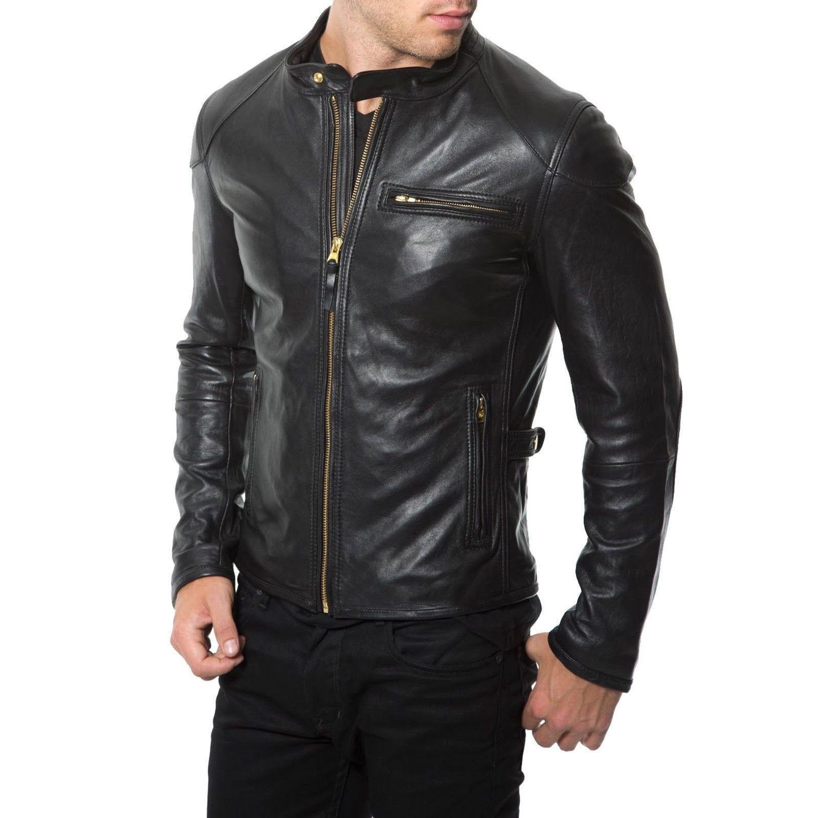 Premium Lambskin Leather Biker Jacket for Men