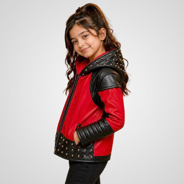 Girls real leather jacket for Descendants 4 cosplay