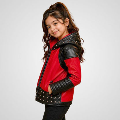 Girls real leather jacket for Descendants 4 cosplay