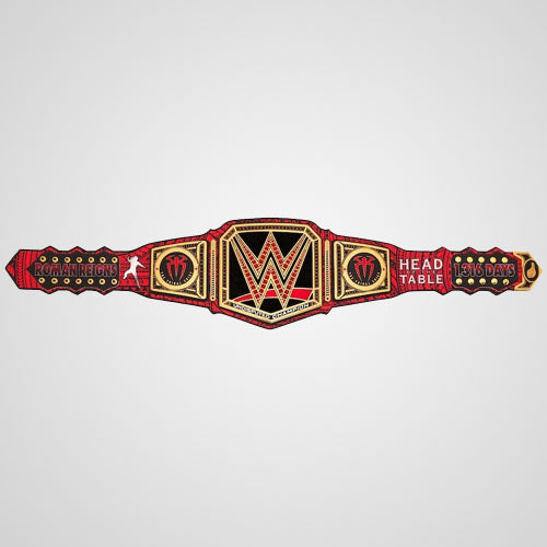Roman Reigns championship replica belt displayed as wrestling memorabilia