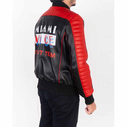 Men Brown Genuine Leather Bomber Jacket with Ryan Gosling Inspired Stunt Team Style