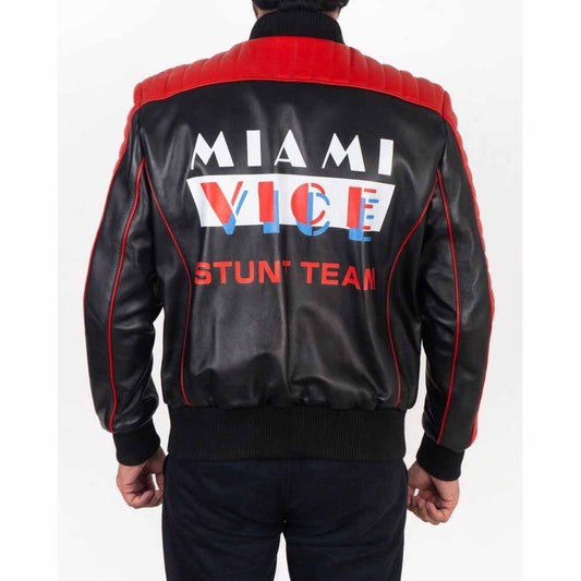 Men Brown Genuine Leather Bomber Jacket with Ryan Gosling Inspired Stunt Team Style - 3amoto shop