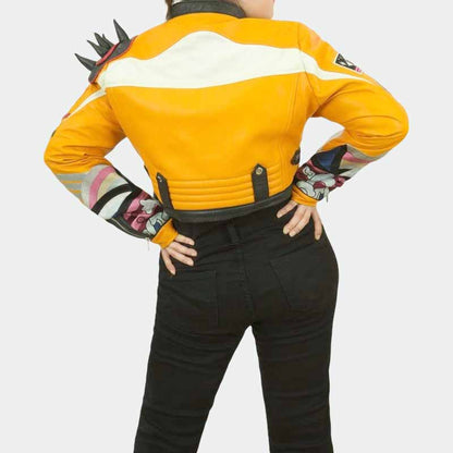 Fantasy inspired leather jacket with removable shoulder spikes
