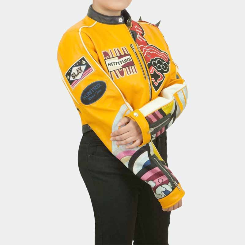 Genuine sheepskin yellow cosplay jacket for men and women