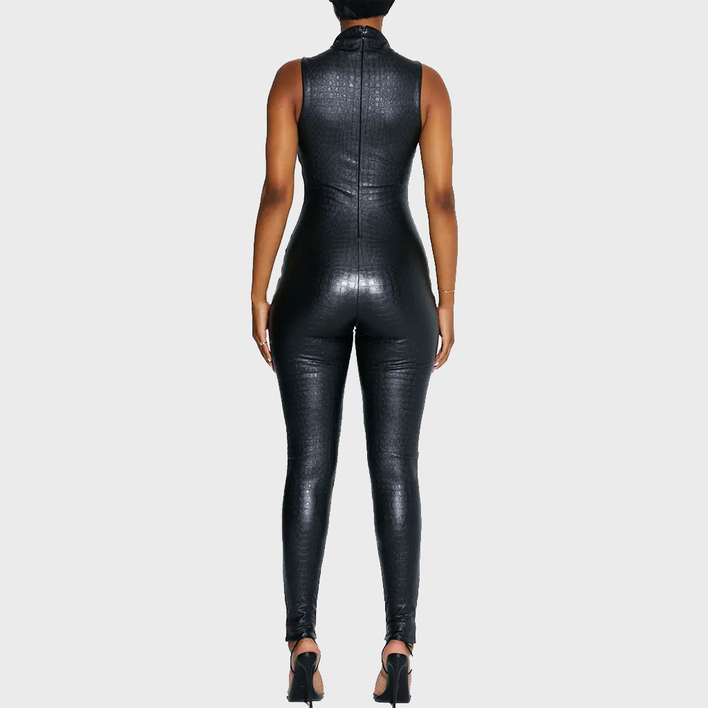 Top 144+ womens black leather jumpsuit