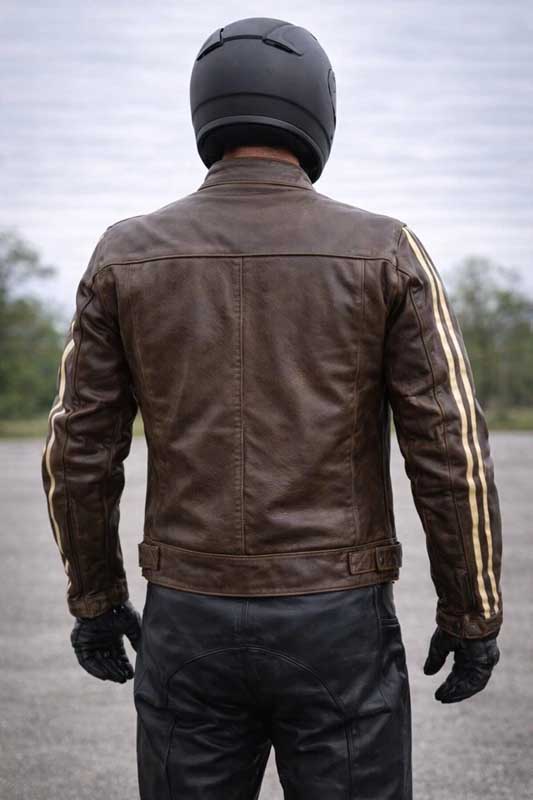 Speed 3 brown leather biker jacket with removable thermal lining.