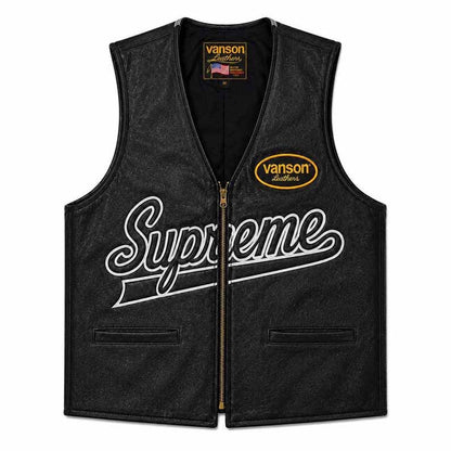 Men's Genuine Leather Motorcycle Vest with Spider Web Back Design