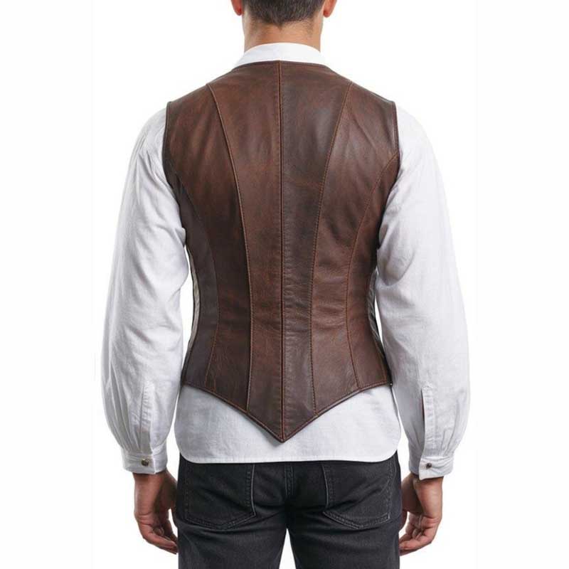 Women brown leather corset vest renaissance cosplay outfit