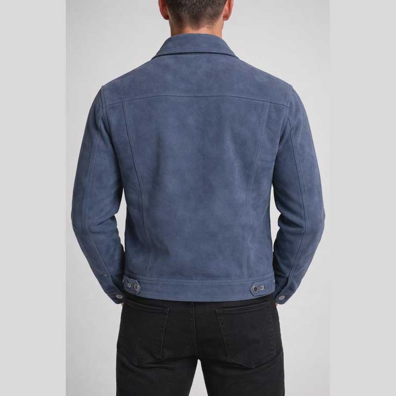 Steel Blue Suede Trucker Jacket