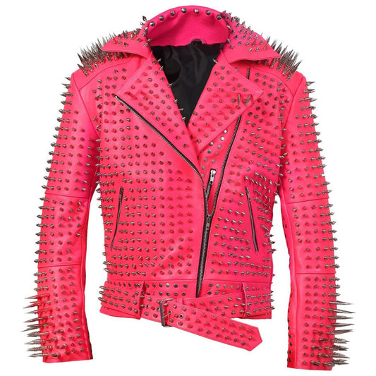 Studded Spike Leather Biker Jacket - Punk Fashion - Fashion Leather Jackets USA - 3AMOTO