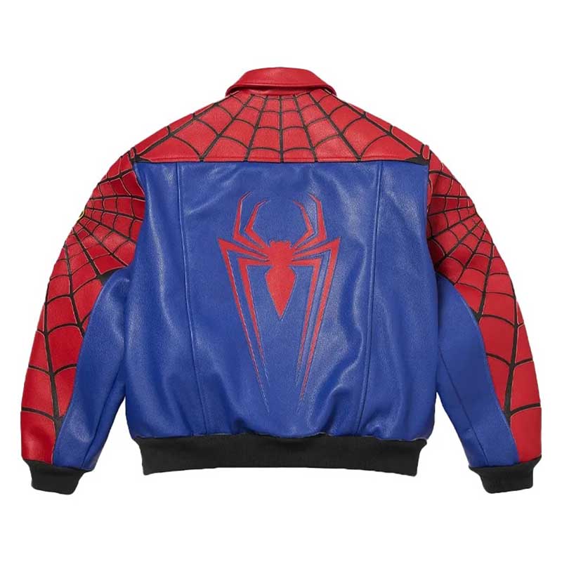 Men's Spider-Man inspired red leather streetwear jacket by 3AMOTO