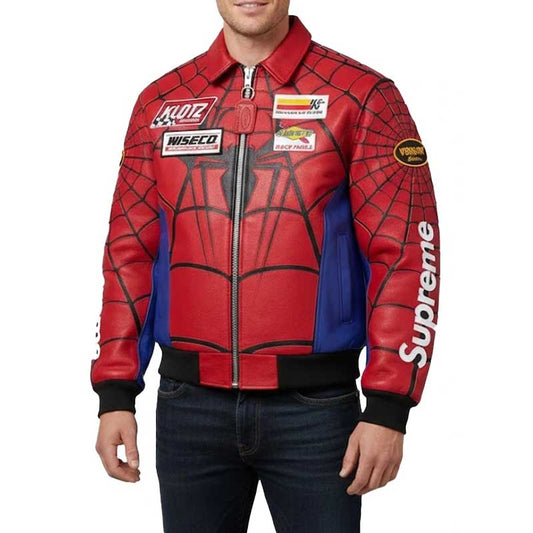 Supreme Spider-Man red leather jacket by 3AMOTO - 3amoto shop