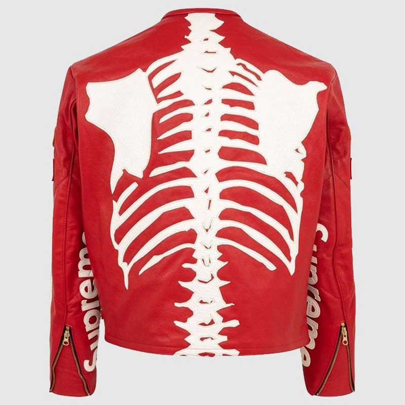Genuine leather skeleton biker jacket inspired by Supreme x Vanson