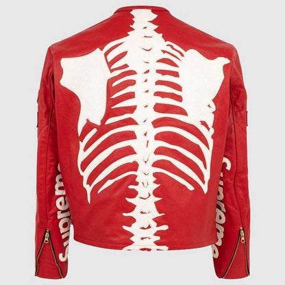 Genuine leather skeleton biker jacket inspired by Supreme x Vanson