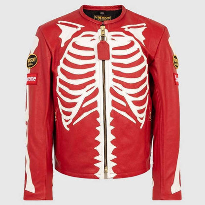 Supreme x Vanson leather bones jacket in red by 3AMOTO