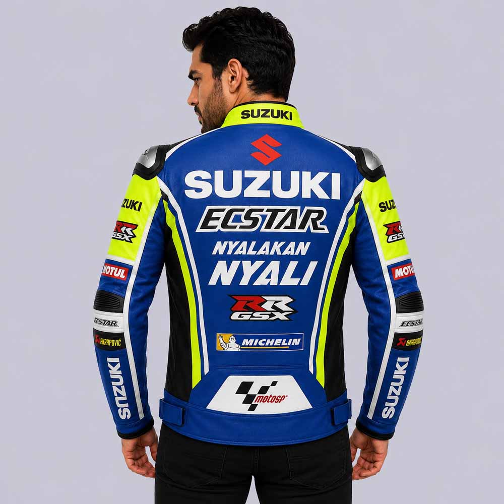 Breathable Suzuki Ecstar motorcycle jacket with removable liner