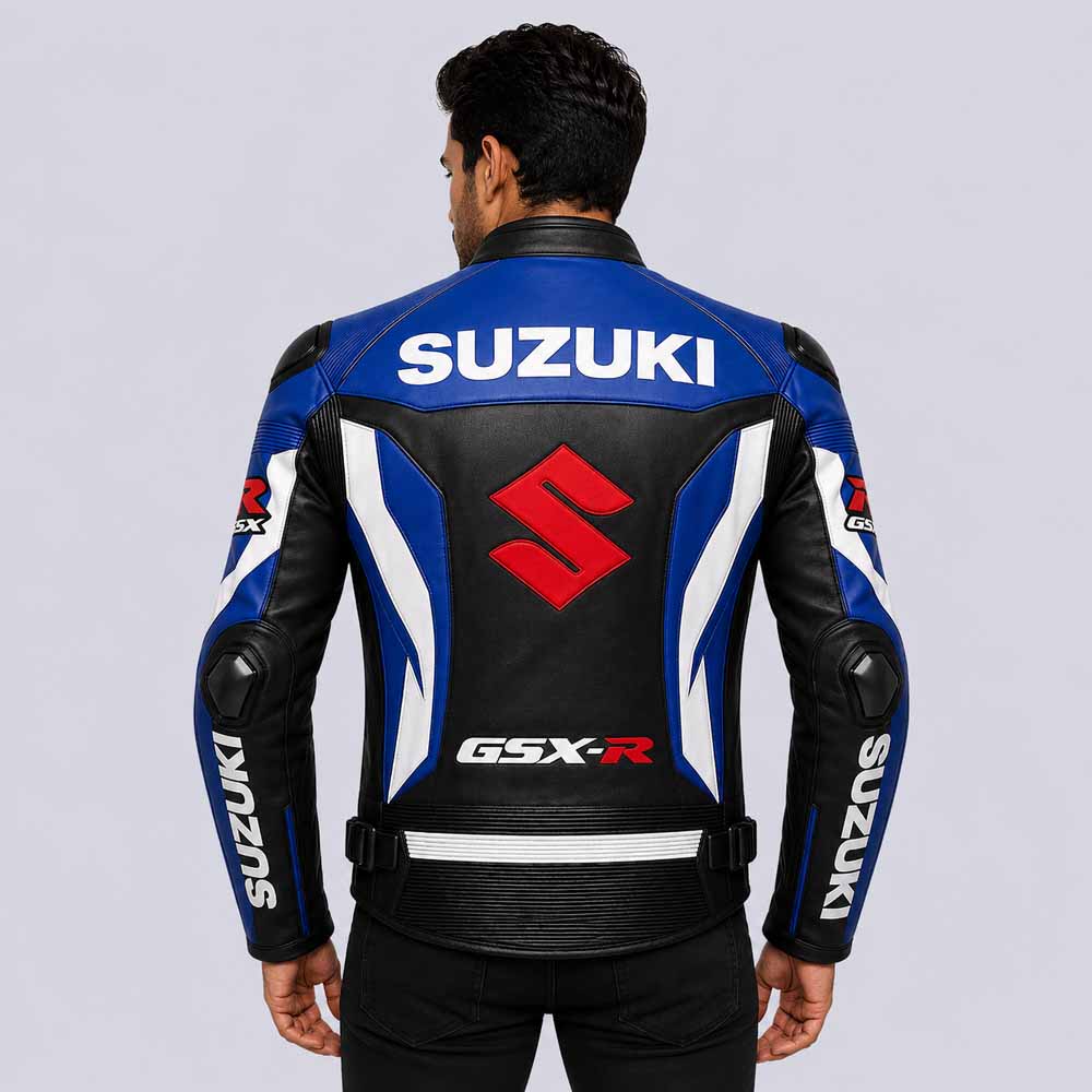 Premium Suzuki GSX R motorcycle leather jacket for everyday riding