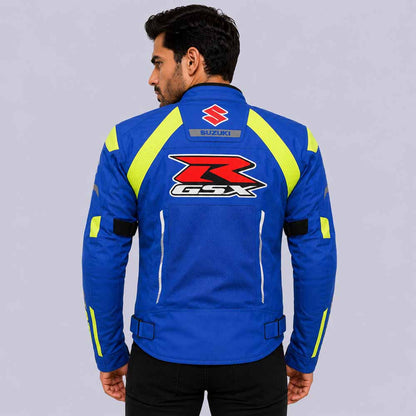 Breathable Suzuki GSX R motorcycle jacket with removable liner