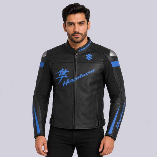 Suzuki Hayabusa Motorcycle Leather Racing Jacket - 3amoto shop
