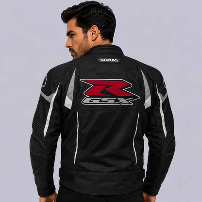 Lightweight Suzuki summer motorcycle jacket with removable liner