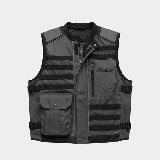 Men's grey tactical motorcycle riding vest in waterproof 600D Cordura fabric - 3amoto shop